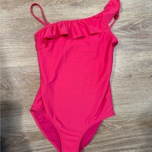 Abercrombie Kids One-Shoulder Swimsuit in Bright Pink
